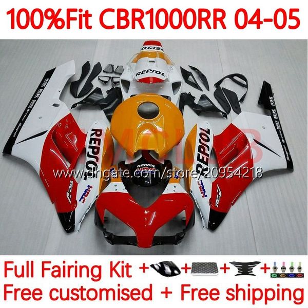 Corpo stampo ad iniezione per HONDA CBR-1000 CBR 1000 CBR1000 RR CC 04-05 Carrozzeria 115No.0 CBR-1000RR 1000CC CBR1000RR 04 05 CBR 1000RR 2004 2005 Kit carenatura OEM Repsol Orange