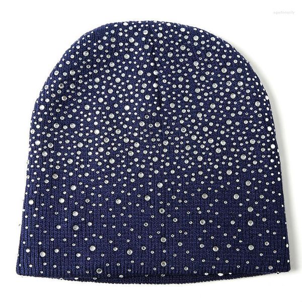 Cappello da cappello a maglia invernale invernale femmina femminile ragazze ragazze a mezza faccia di cappelli a maglia di strass cappelli da maglie