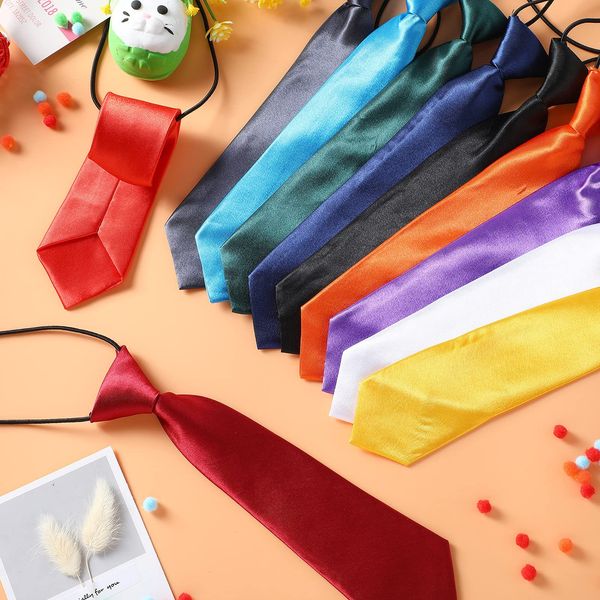 

bow ties satinior boys clip on neckties pretied tie solid color necktie neck strap formal with elastic for kids wedding graduation sc amiks, Black;gray