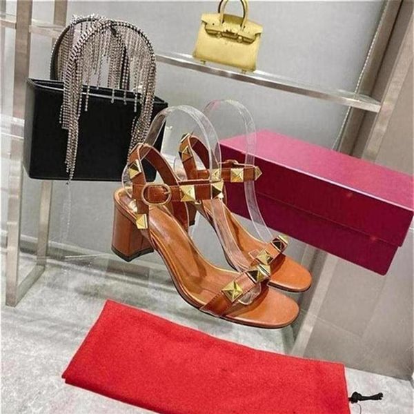 

classic high heeled sandals party fashion 100% leather women dance shoe designer heels suede lady metal belt buckle thick hee286l, Black