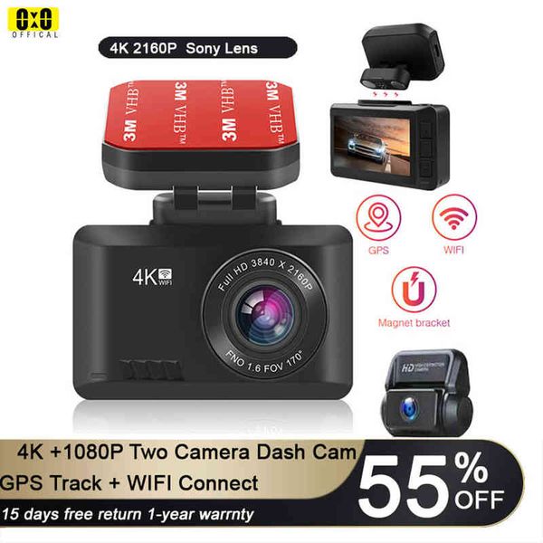 K Dash Cam Car DVR Camera P Video Recorder Wi -Fi GPS Dashcam SuperCapacitor Dash Cam Car Gripper Spuer Night Vision J220601