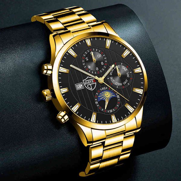 

reloj hombre fashion men sport watch luxury men busins gold stainls steel quartz watch luminous clock relogio masculinotyvw, Slivery;brown