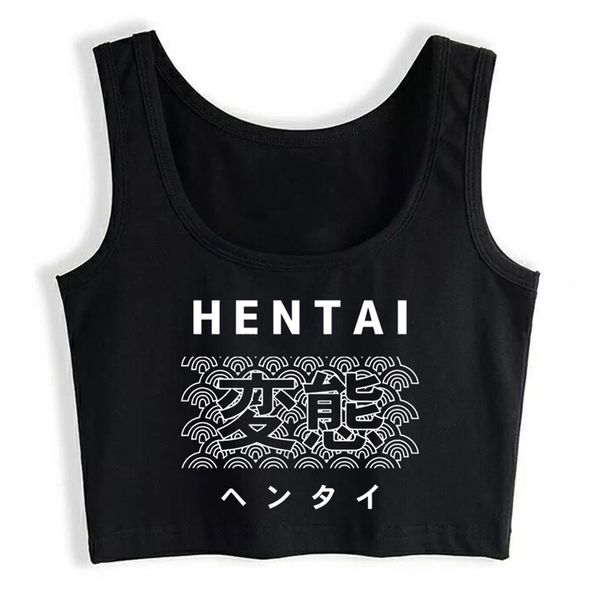 Crop Top femminile Hentai Anime Iscrizioni di base Stampa Tops Donna 220325