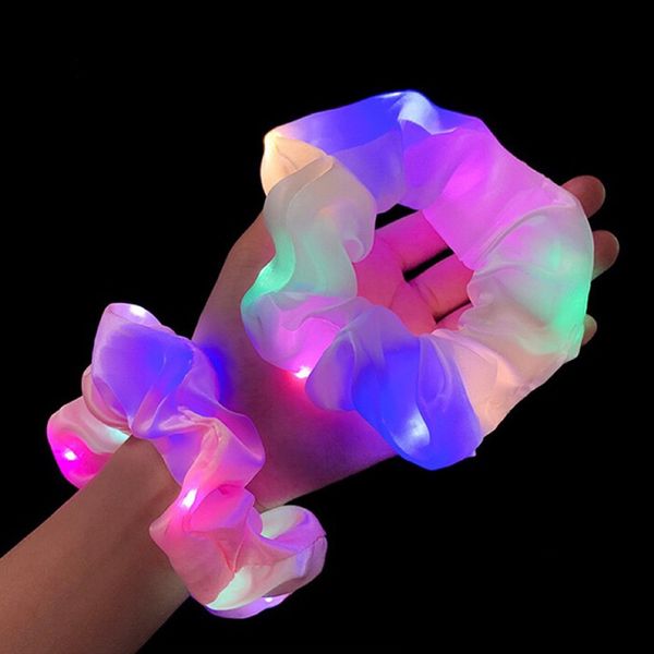 Páscoa presente LED Luminous Hair Bands Scrunchies Mulheres Meninas Headwear Corda De Cabelo Simples Pulso Banda Anéis De Borracha Acessórios Atacado Em Estoque