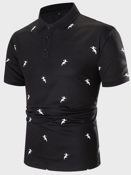 

men cartoon graphic polo shirt j8d6#, White;black