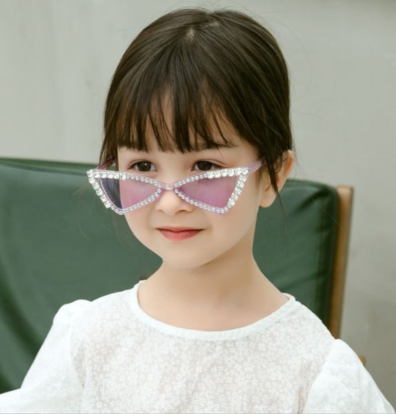 5 renk sevimli çocuklar güneş gözlüğü lüks elmas kedi göz bebek güneş gözlükleri çocuk gözlük UV400 toptan