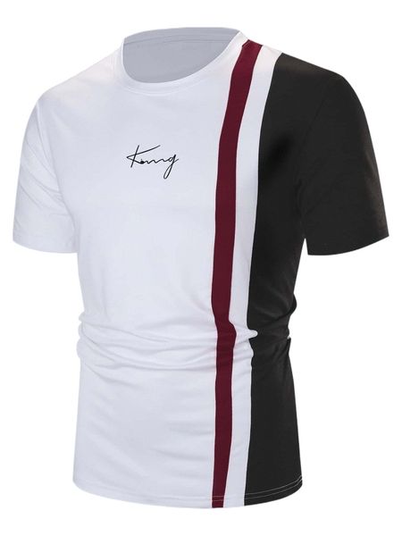 

men letter graphic colorblock tee a2jl#, White;black