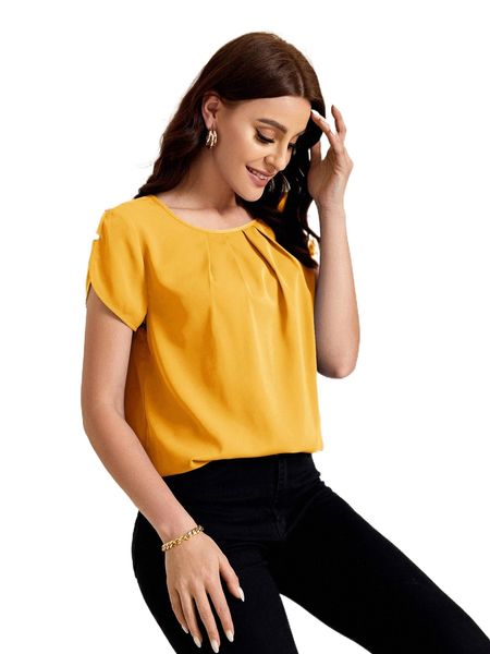 

solid pleated detail s4zj#, White