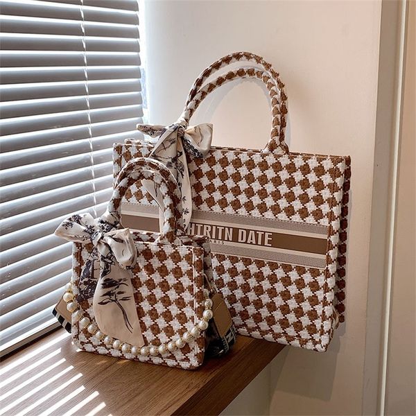 

casual checkered texture trend personalized silk scarf net red same tote 65% off wholesale shop
