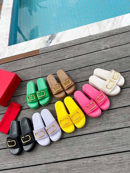 

fashion designer ladies sandals leather sole grained cowhide slippers vintage brass craft effect sandals with box eu35-eu41, Black