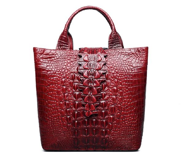 

003-genuine leather crocodile embossed effect women handle satchel handbags ladies handbag and purse leather tote bags others apparel, Black;white