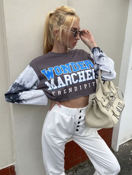 

meysi kim drop shoulder letter graphic crop tee w2xr#, White