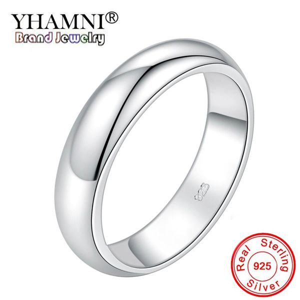

yhamni 100% authentic 925 sterling silver rings for women men simple couple ring smooth wedding band for lovers gift220g, Slivery;golden