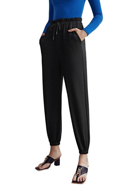 

motf premium viscose paperbag waist sweatpants b7gh#, Black;white
