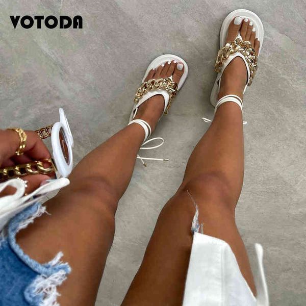 

slippers summer metal chain platform sandals women ankle strap flat beach female designer casual slides shoes mujer 220708, Black