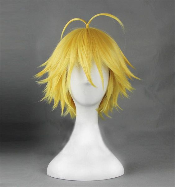 Andere Event Party liefert Anime die sieben tödlichen Sünden Meliodas Cosplay Perücken Dragons Sünde des goldenen hitzebeständigen Haarperücken Capo