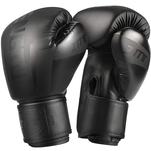 

ztty kick boxing gloves for men women pu karate muay thai guantes de boxeo fight mma sanda training adults kids equipment 220812, Black