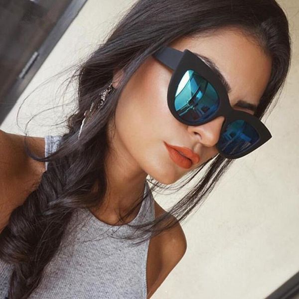 Sonnenbrille Big Vintage Women Cat Eye Auge Sonnenbrille Retro -Marke Designer Übergroße Sonnenbrille weibliche rosa Spiegel Brillen uv400sunglasses