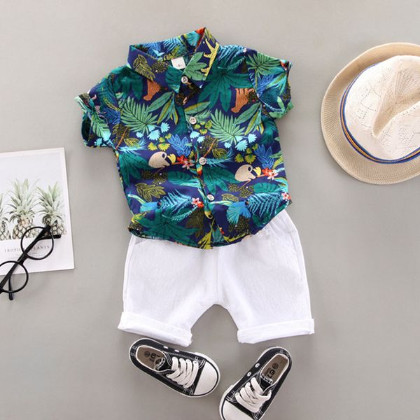 

baby boy summer casual t-shirts shorts 2pcs clothing set infant kids clothes suits, White