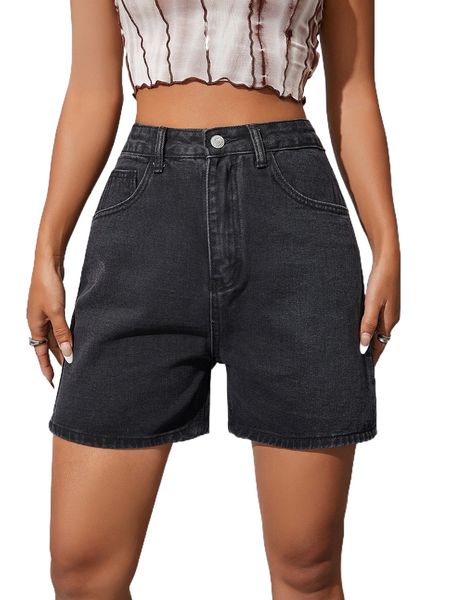 

h.igh w.aist slant p.ocket d.enim shorts 126o#, White;black