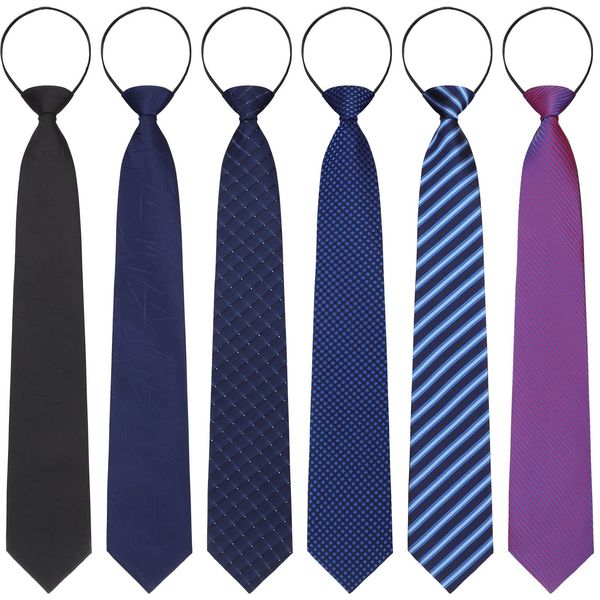 

bow ties satinior men zipper pretied adjustable classic necktie skinny for striped dot tie business boys graduation wedding mticolor amrtc, Black;gray