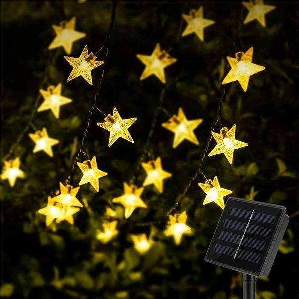 Strings Star String Lights 50LED 8 мод Солнечный пистолет Twinkle Fairy Watery Waterploan Lawn Landscape Рождественский светодиод