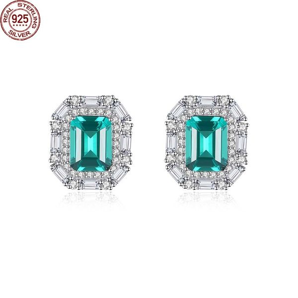 

2022 new 925 sterling silver stud earrings for women fine jewelry square z gemstone pendientes femme bijoux christmas gift women, Golden;silver