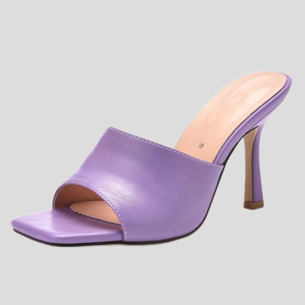 

italy designer trendy brand women's sandals slippers stretch 90mm slip-on sandals leather thick heeled shoes luxury atmosphere shoe aaa, Black