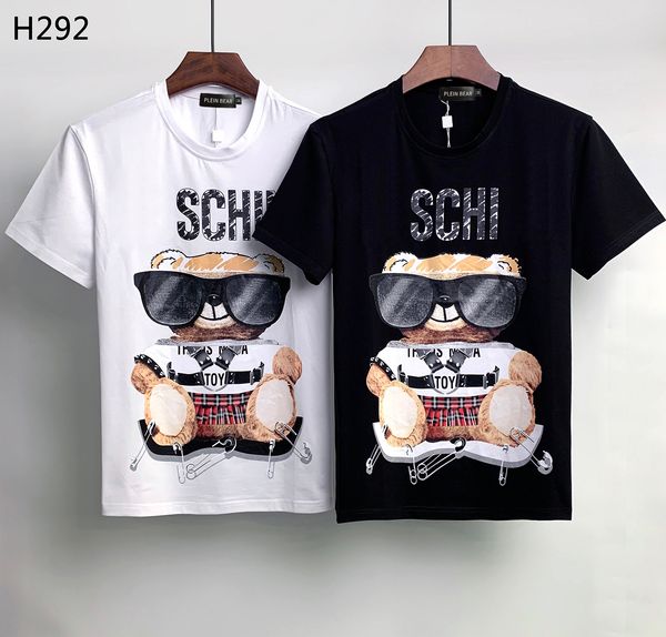 

plein bear t shirt mens designer tshirts teddy bear knitted t-shirt classical hip hop streetwear tshirt casual tees pb 80505, White;black