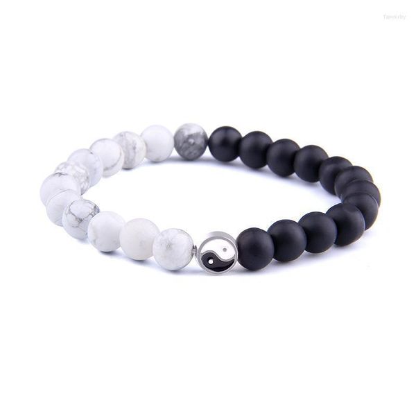 Fios de miçangas 2022 Pedra natural fosca Tai chi yin yang pulseira masculina e feminina charme bangle jóia amiga do presente Fawn22