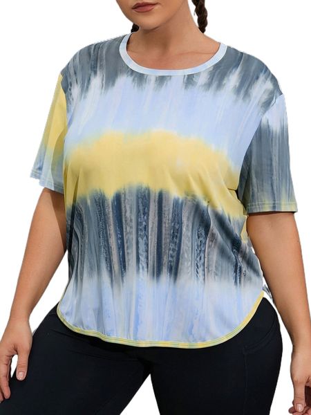 

plus tie dye sports tee o4g3#, Black