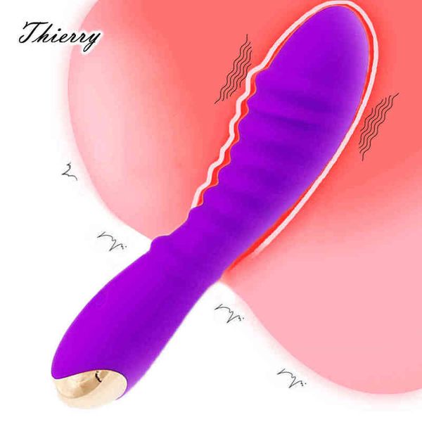 Thierry 20 modalità vibratore dildo in silicone, ricarica USB impermeabile bastone da massaggio stimolatore del clitoride vaginale per le donne Q0508