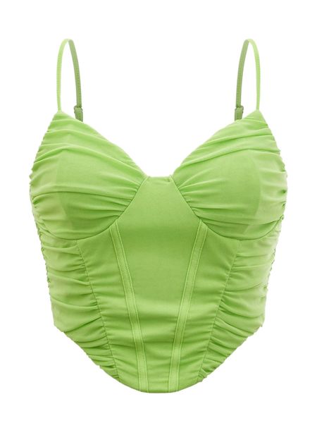 

ruched front mesh cami crop x1lx#, White