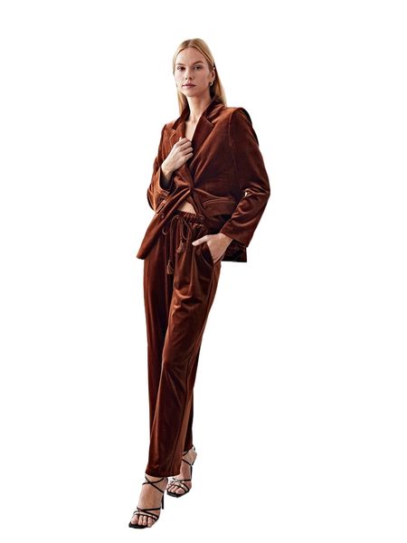

motf premium velvet double breasted blazer & pants e00m#, White