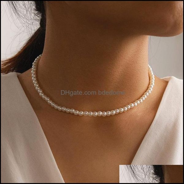 

chains beaded choker pearl necklace for women gold chain necklaces pendant collar chokers bead womens jewelry 2021 drop bdedome dhcqb, Silver
