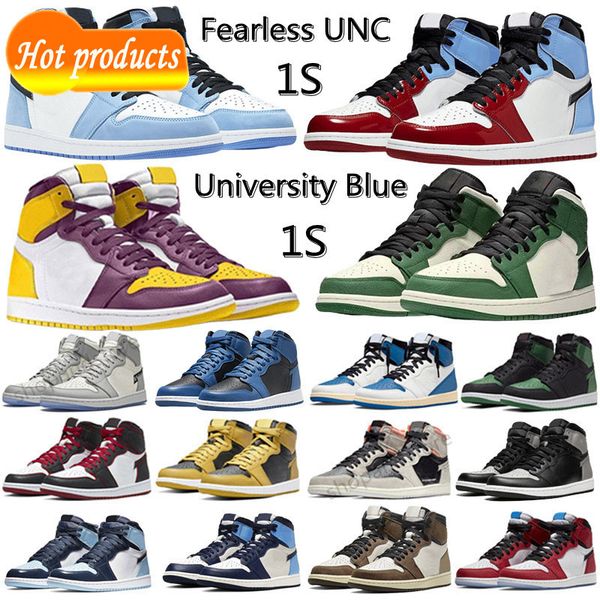 

mens 1 high og basketball shoes 1s bordeaux university blue dark mocha bred shadow unc twist seafoam men women sneakers trainers us5.5-12, Black