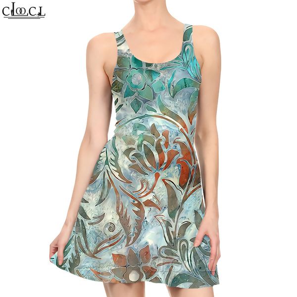 Frauen Kleid Gemalte Blumen Muster 3D Gedruckt Mini Kleid für Mode Weibliche Ärmellose Kleider Kurze Ball Kleid 220616