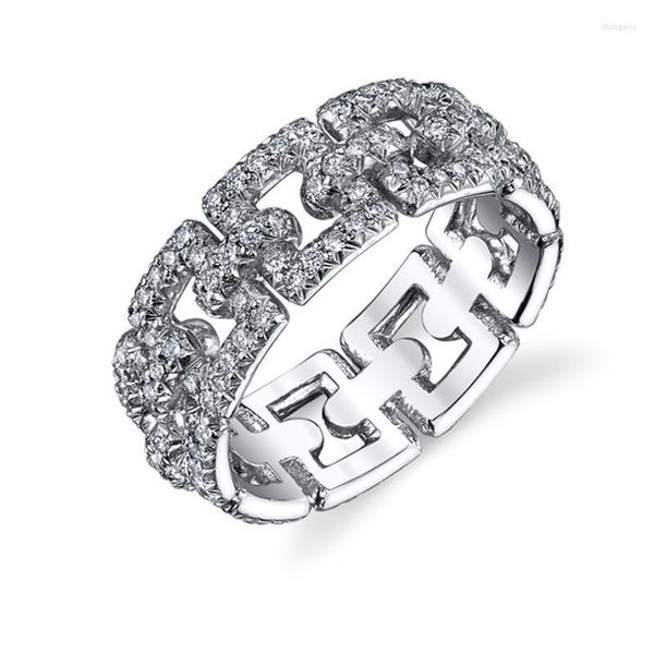Cluster Ringe 2022 Trendy 925 Sterling Silber Ewigkeit Band Ring Für Frauen Jahrestag Geschenk Schmuck Großhandel R6278 Rita22