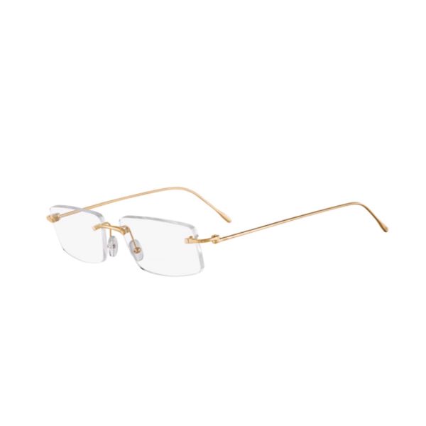 

rectangular 0070o eyeglasses gold tone frame transparent reading eyewear frames men rimless glasses frame with box, Black