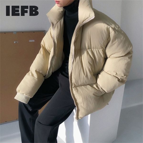 IEFB / Moda Autumn Winter Jacket Men Solid Solid Casual espessa Stand Collar High Street Cotton Coat Male 9A478 201201