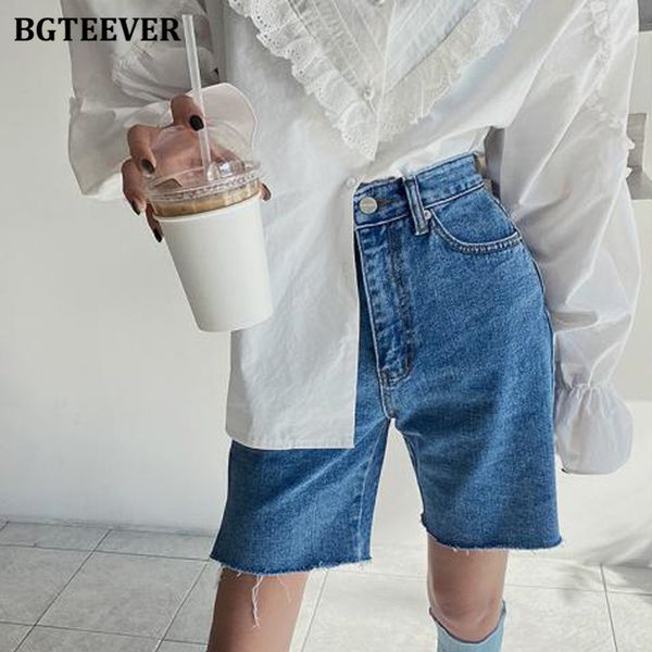

casual summer half denim shorts for women high waist loose pockets female straight jeans shorts 2021 ladies streetwear, White;black