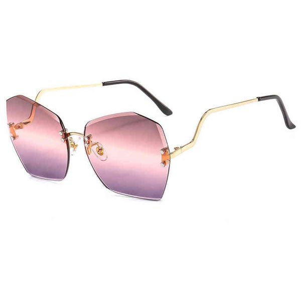

new rimless edges personalized legs women's large frame 2501 luxury brand designer punk sunglasses fashion shades uv400, White;black