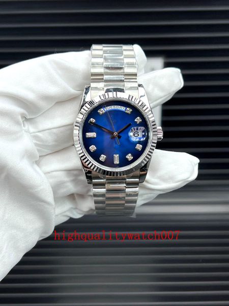 

new version watches blue dial sapphire glass 36mm 128239 228238 18k gold stainless steel bracelet automatic me206p, Slivery;brown