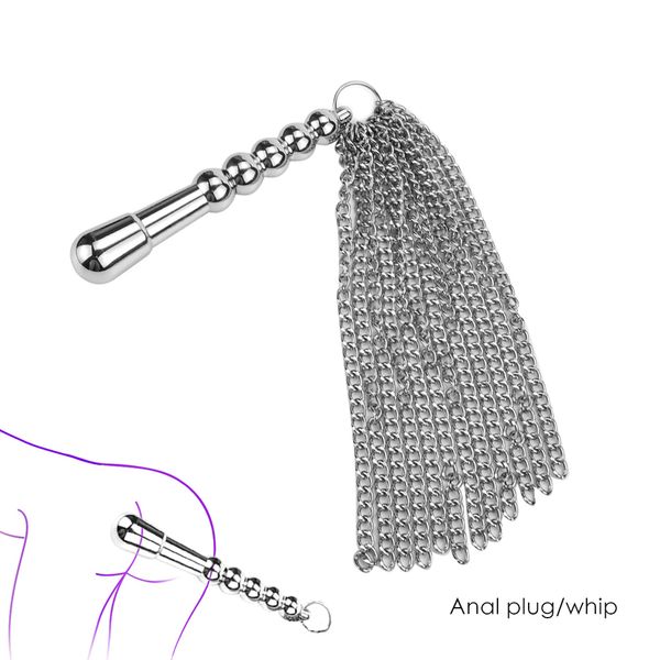 Plugue anal multifuncional chicote de metal escravo SM FLOGGER CHANKING CHANCELA TASSEL S EROTIC CASE FLIRING Toy Shop Shop Shop Beauty Itens de beleza