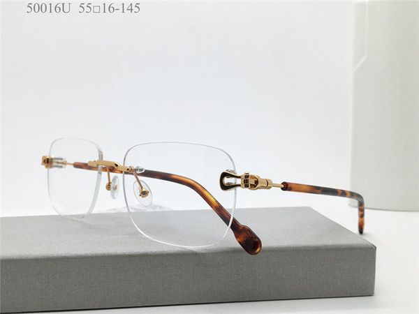 Nuovi occhiali ottici dal design alla moda 50016U montatura senza montatura lente quadrata trasparente stile semplice e versatile pop vendita calda occhiali all'ingrosso