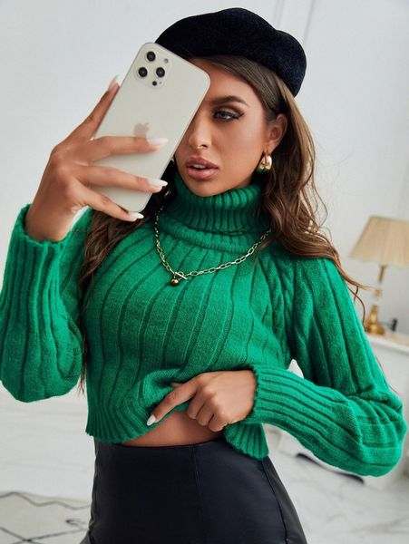 

solid high neck ribbed knit sweater o4ml#, White;black