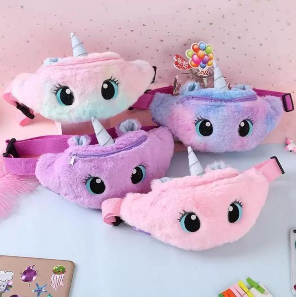 Unicorn Cartoon Plush mochilas bolsa de ombro garotinho