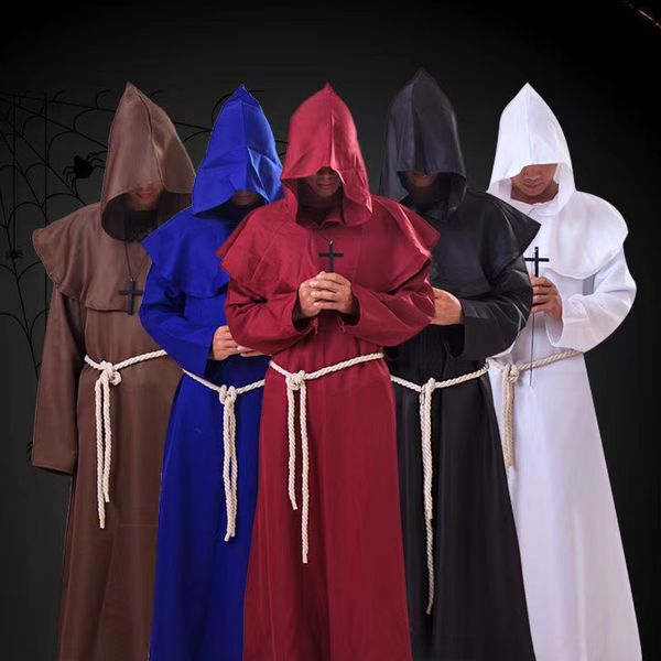 Costume a tema Halloween Morte Mantello medievale Costumi di monaci sacerdoti medievali Halloweens Christian CPY monaco lungo abito mago mantelli con cappuccio