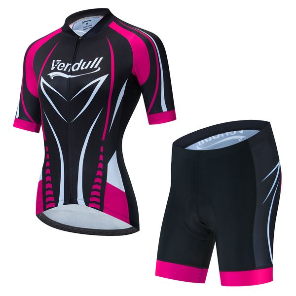2024 Женская черно-розовая велосипедная майка для триатлона с коротким рукавом MTB Maillot Bike Shirt Джерси для скоростного спуска Pro Team Tricota Одежда для горного велосипеда