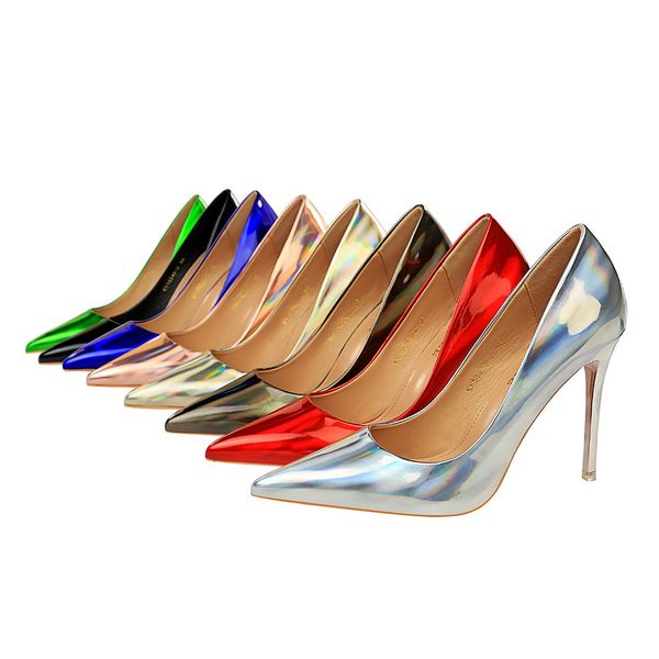 

2022 designer metal heel heels woman dress shoes luxury high heel 10cm womens red sole round pointed toes pumps bottom wedding party shoe 34, Black